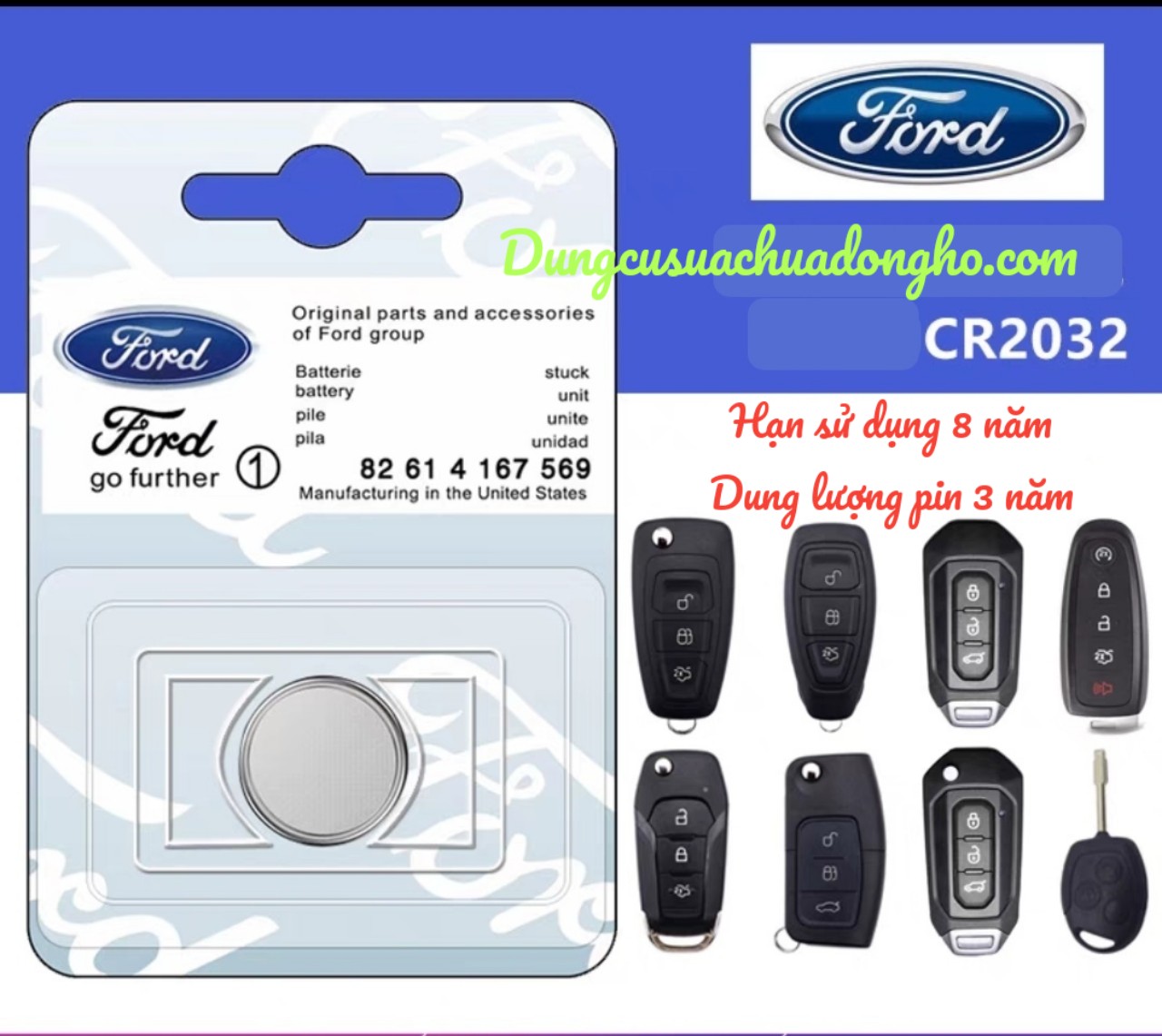 Pin Remote chìa Khóa  xe ô tô  Ford