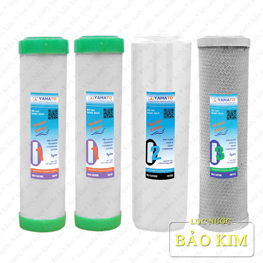 Combo 4 lõi lọc nước Yamato 1,2,3 (10 inch)