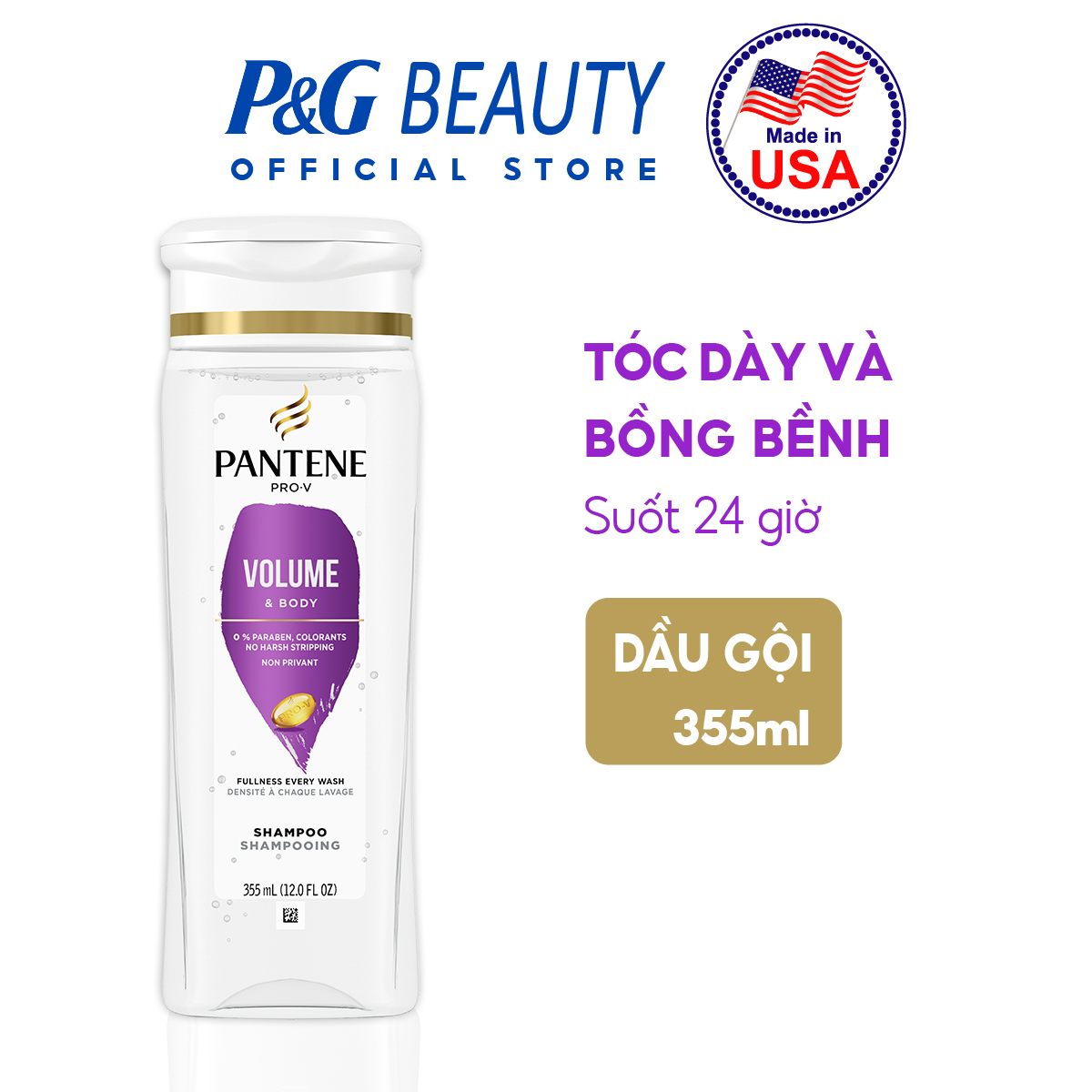 Dầu gội pantene classic clean/sheer volume/smooth & sleek/moisture renewal 355ml nhập khẩu mỹ