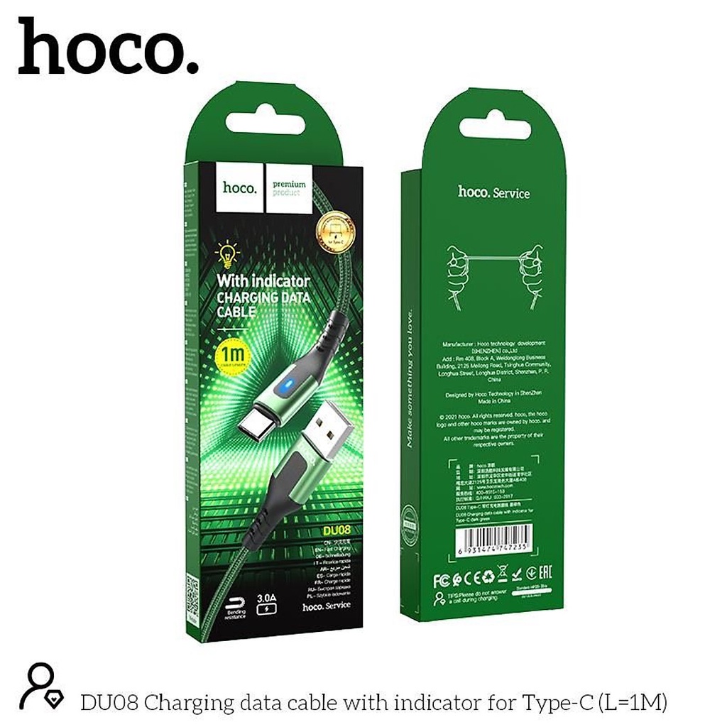Dây Cáp Sạc Nhanh Hoco DU08 Lightning-Micro-Type C