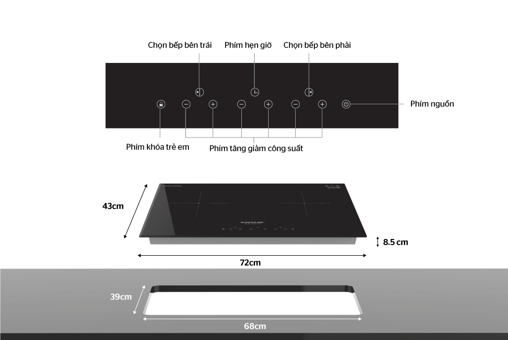 Bếp điện từ đôi Sunhouse SHB-DI01
