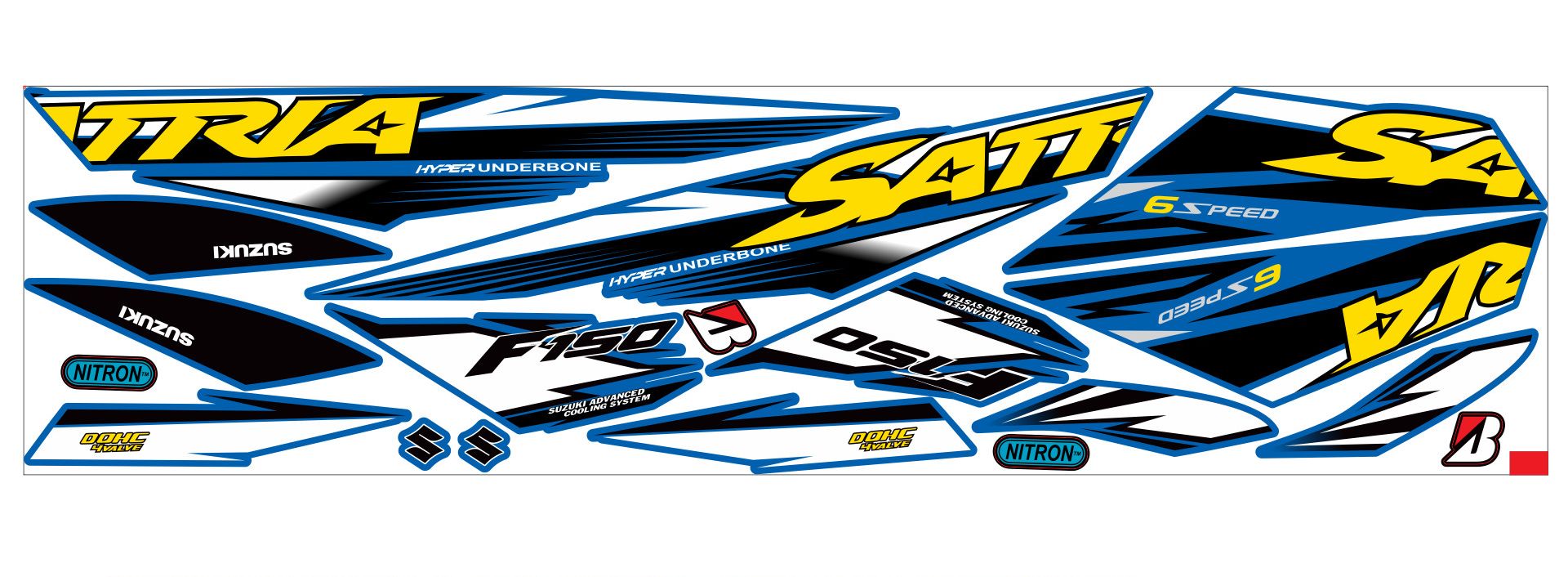 Tem rời satria F150 xanh đen