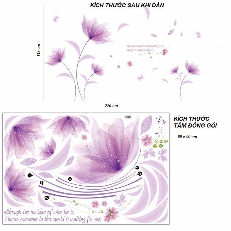 Decal dán tường mẫu hoa  tím pha lê