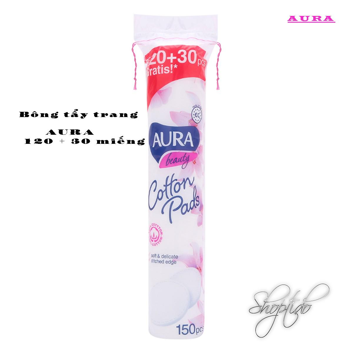 BÔNG TẨY TRANG 100% COTTON AURA 150 miếng