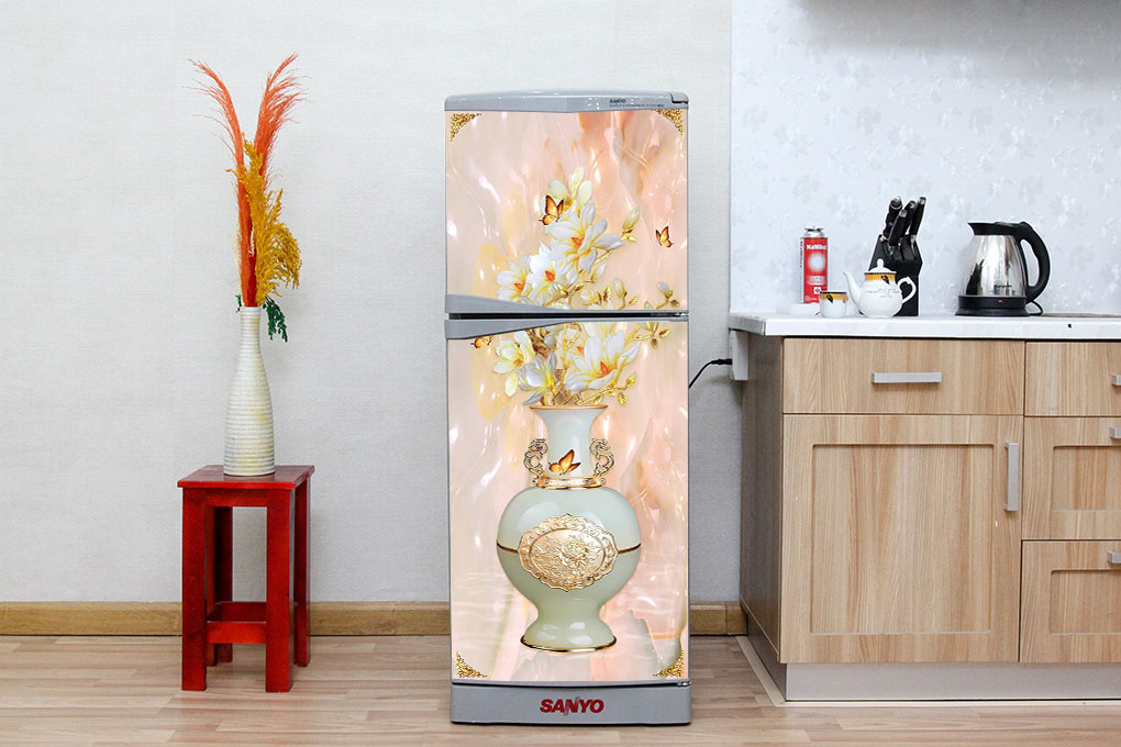 [HCM]Decal trang trí tủ lạnh mẫu Hoa Mai Trắng số 5