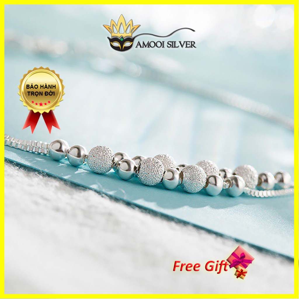 Lắc chân bạc S925 dây đôi bi cát - Amooi Silver AC37