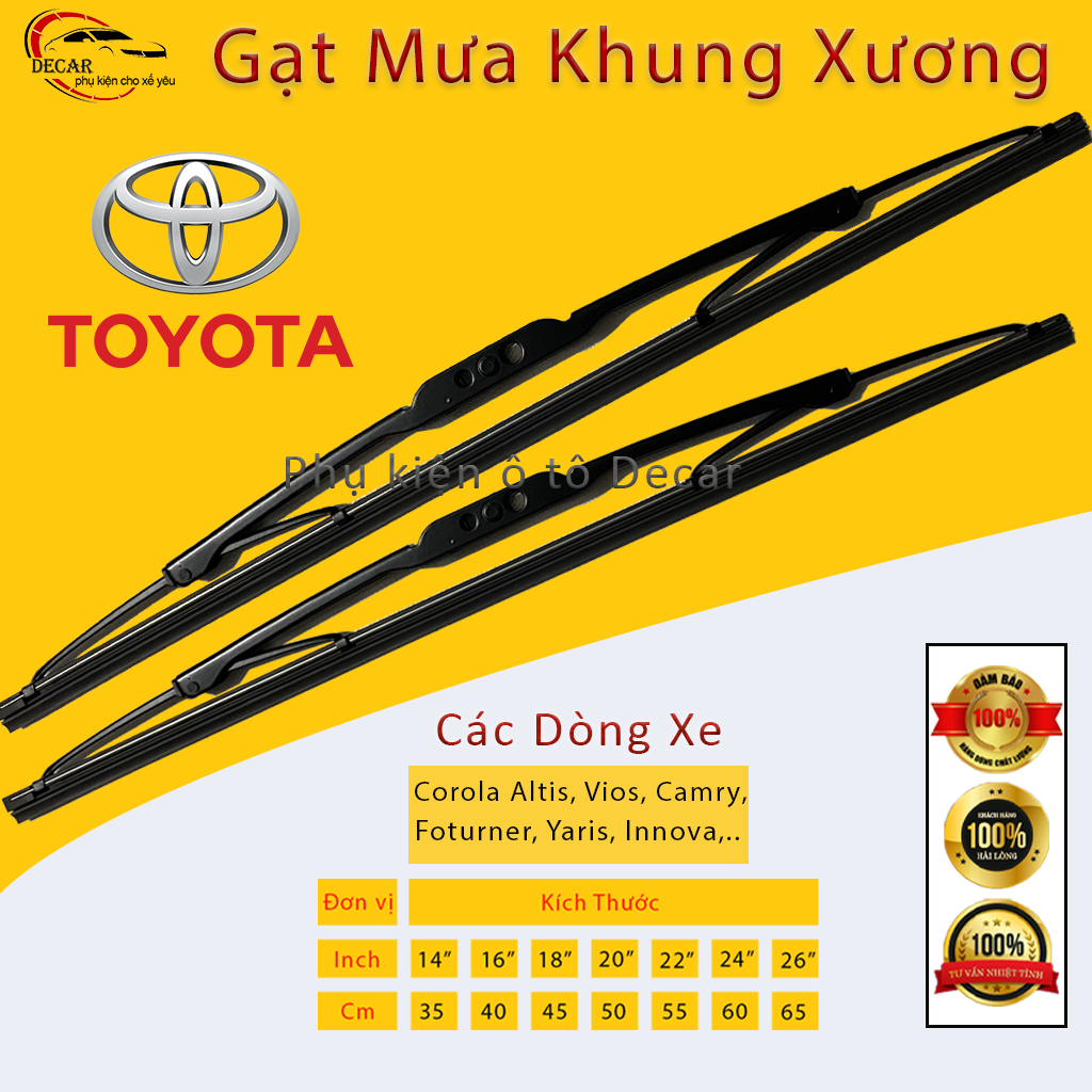 Wiper rain auto Toyota Camry, Altis, vios, Fortuner Innova , Prando, Zace, brushed rainfall Oto car frame iron blade Silicon end for car Toyota, wiper clean water rain design smart no noise