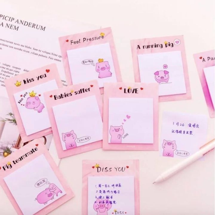 Combo 3 Xấp Giấy Nhớ Giấy Ghi Nhớ Giấy Ghi Chú Giấy Note Hình Heo Hồng Dễ Thương Siêu Cute