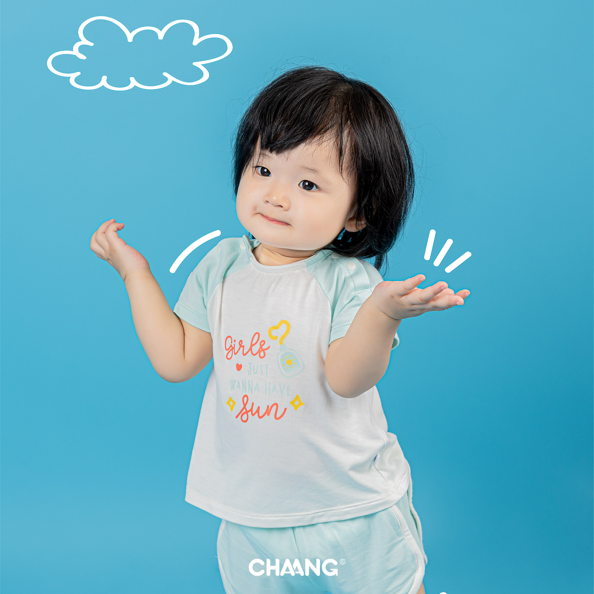 [CHAANG] Bộ cộc raglan bé gái Pool Chaang