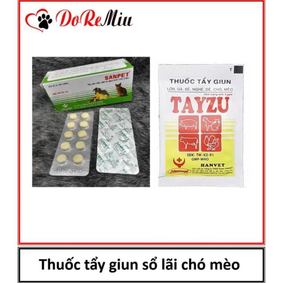 Xổ giun sán cho mèo (dạng gói Tayzu và dạng viên Hanpet)