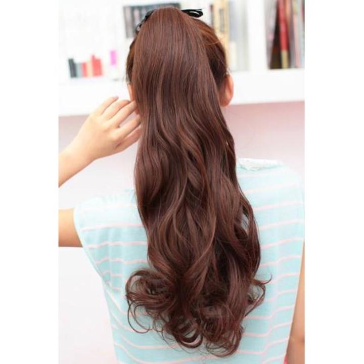 TÓC GIẢ CỘT XOĂN DÀI 40CM MÀU ĐEN TỰ NHIÊN