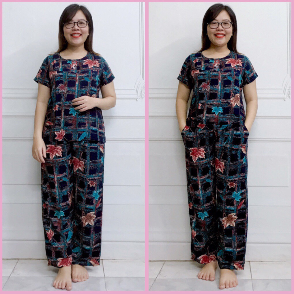 Bộ lanh dài tniên - bộ quần dài áo cộc dành cho mẹ cho bà