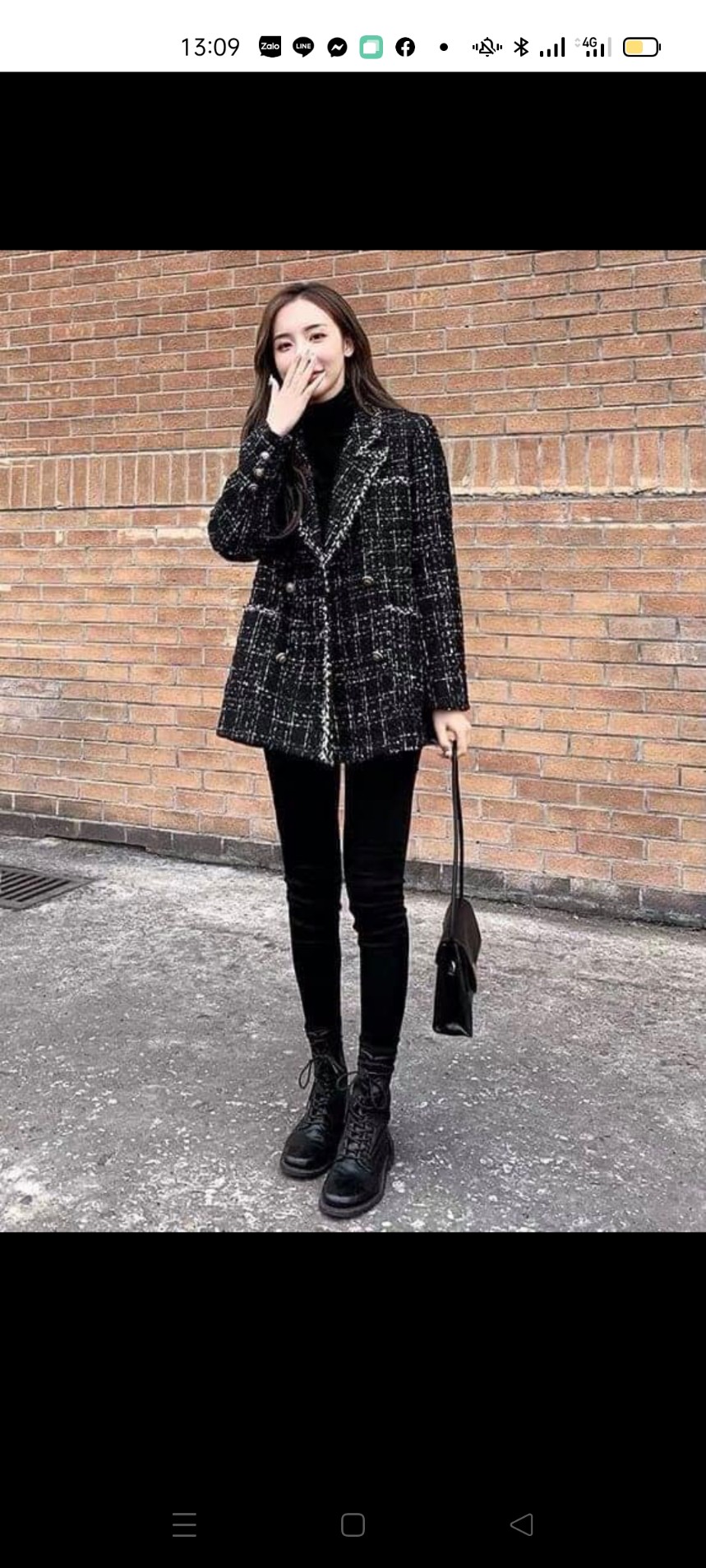 Áo dạ kẻ dáng blazer