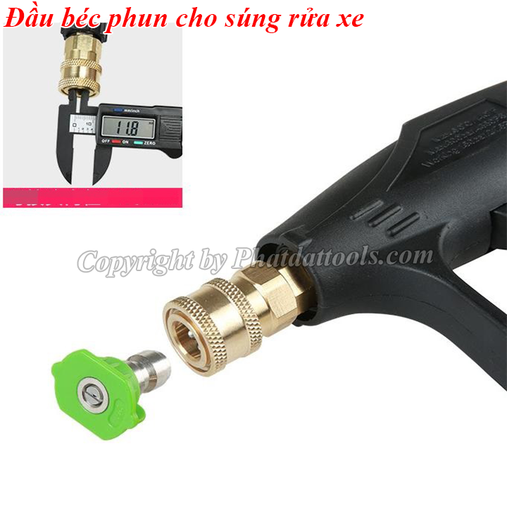 Đầu béc xịt rửa xe chỉnh tia 0-15-25-40 độ chất liệu thép không gỉ