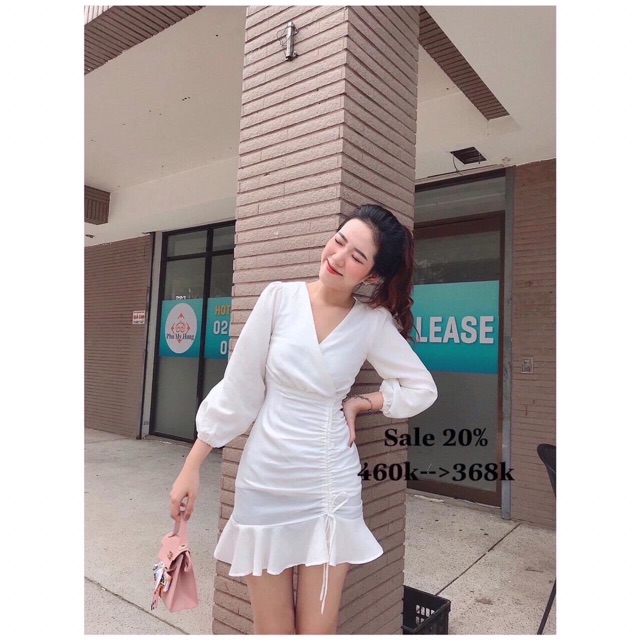 Đầm vạt chéo đuôi loe rút dây DUTIEC45
