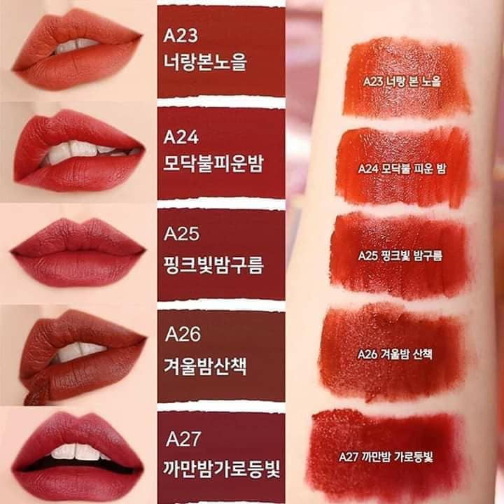 Son kem lì Black Rouge Air Fit Velvet Tint Ver5 màu A23 A24 A25 A26A27