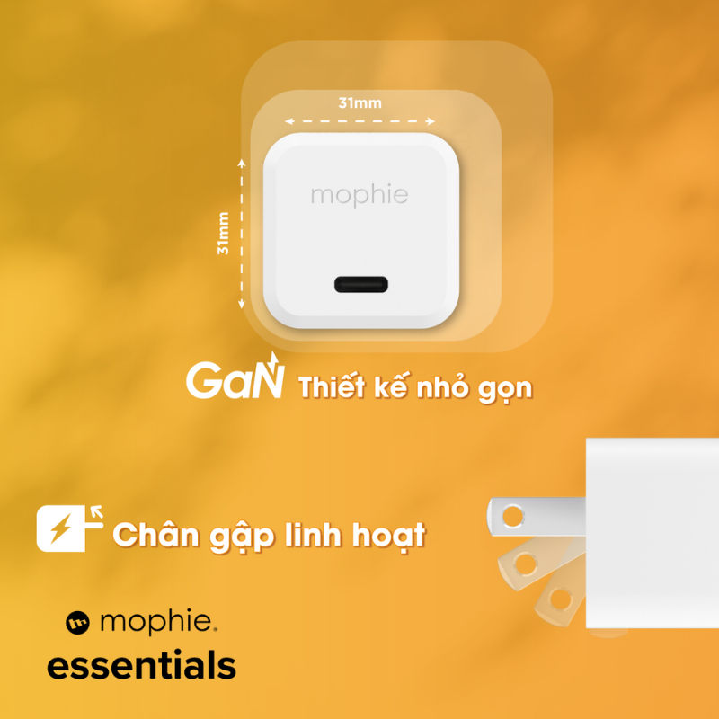 Sạc mophie Essentials PD 30W USB-C GaN - Chính hãng