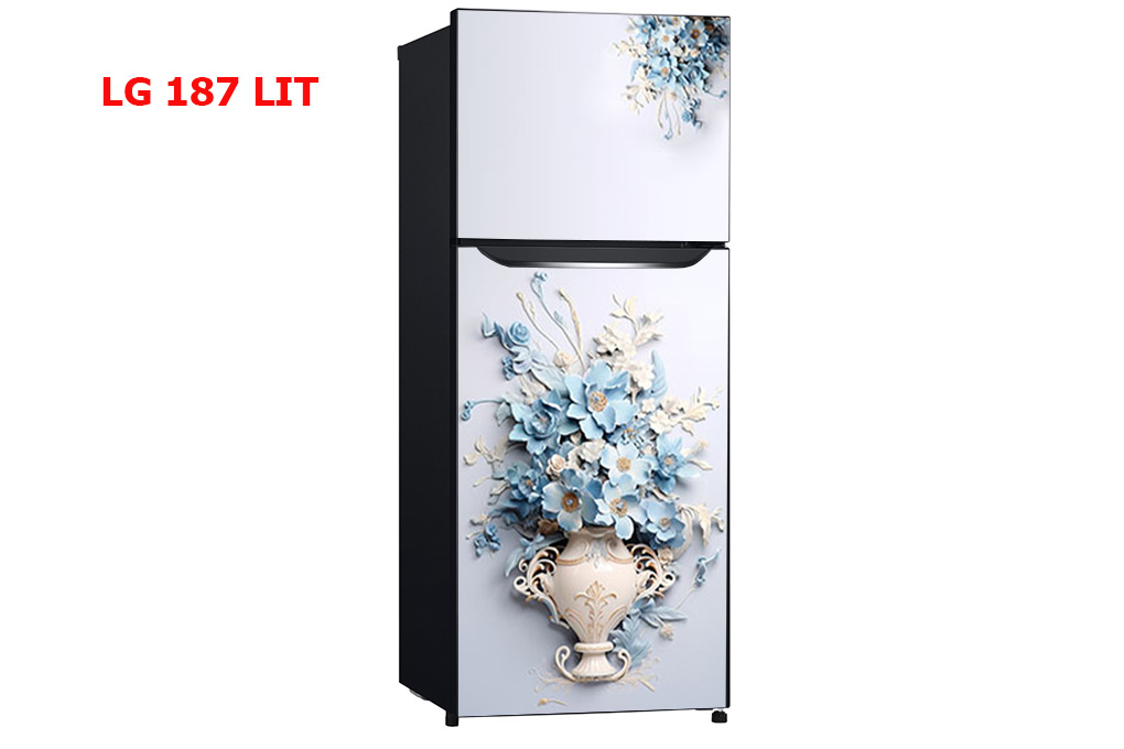 Decal dán Tủ Lạnh bình hoa xanh 3d chất liệu cao cấp
