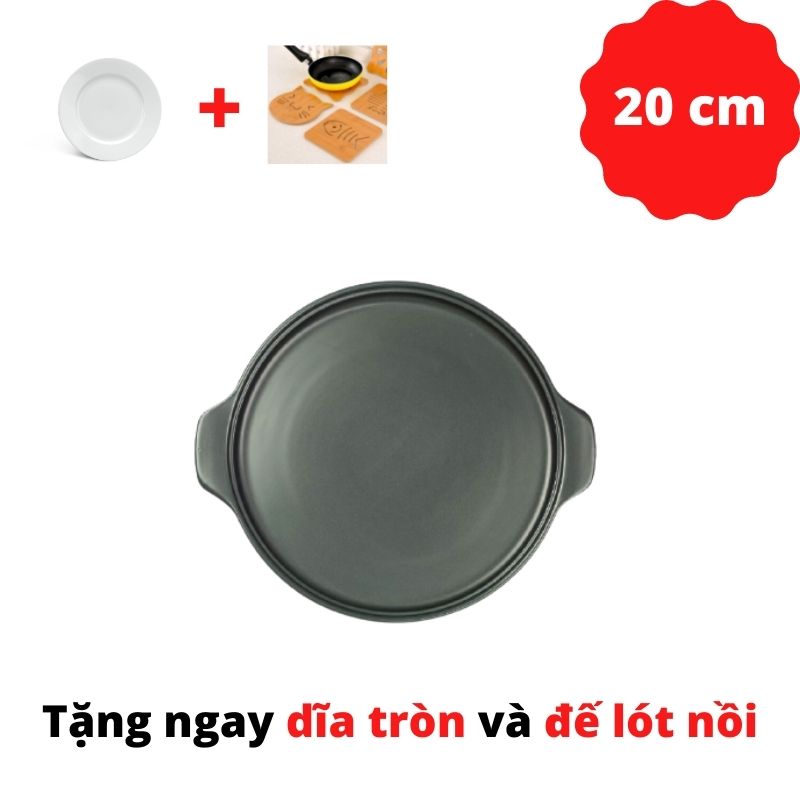 [HCM][ Tặng đĩa tròn 18cm và đế lót gỗ] Chảo cạn dưỡng sinh Minh Long 20 Cm