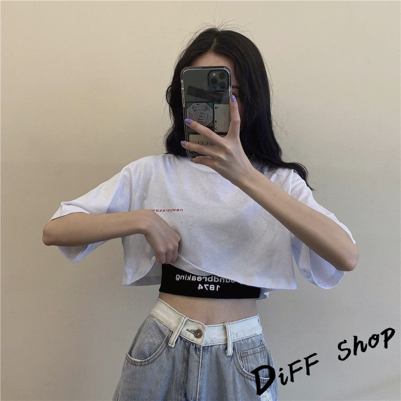 Set áo croptop và áo thun ba lỗ croptop 1974 thời trang