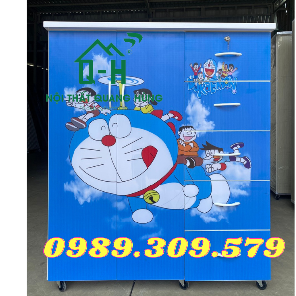 Tủ nhựa quần áo cho các bé in doreamon