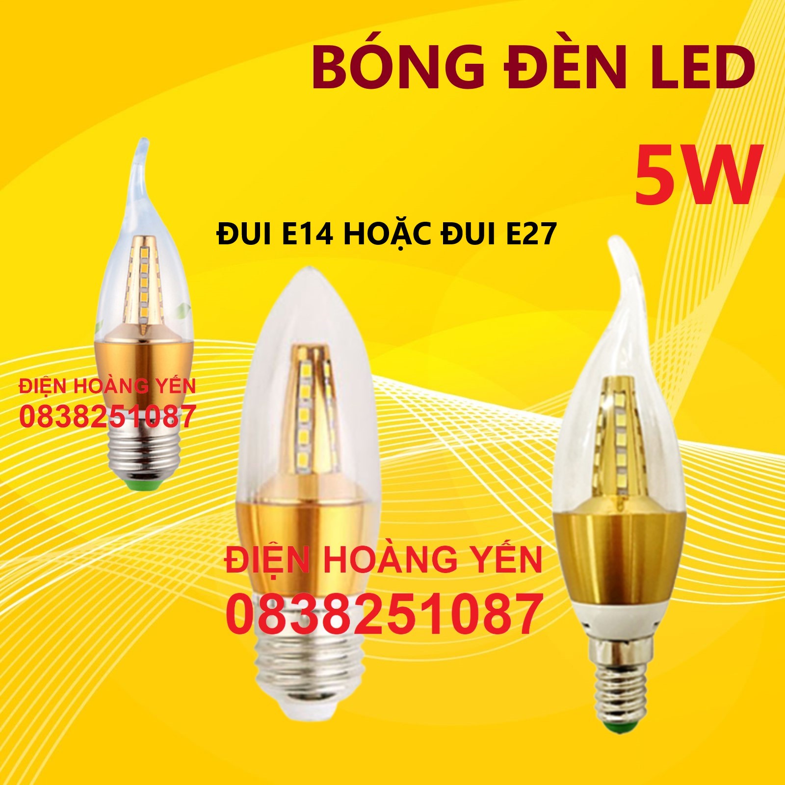 Bóng Đèn Led Nến (Quả Nhót) Dùng cho Đèn Chùm Đuôi E14, E27