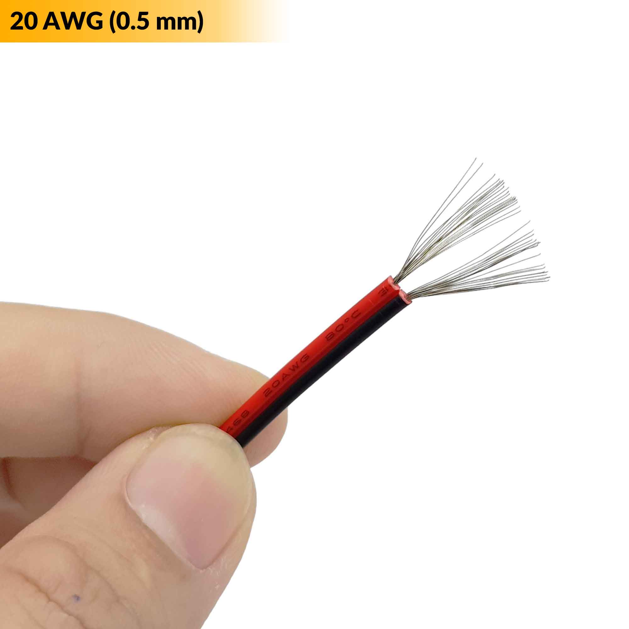 1 mét dây điện đôi đỏ đen nhiều lõi đồng mạ kẽm 22 awg 0.3mm / 20 awg 0.5mm