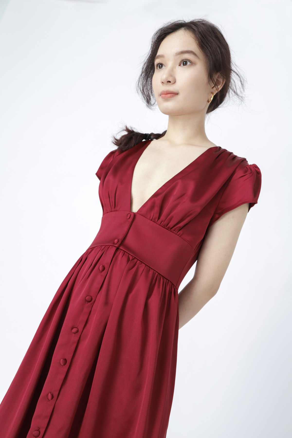 AOEM - RED SUNSHINE DRESS - ĐẦM LỤA ĐỎ TAY LỬNG