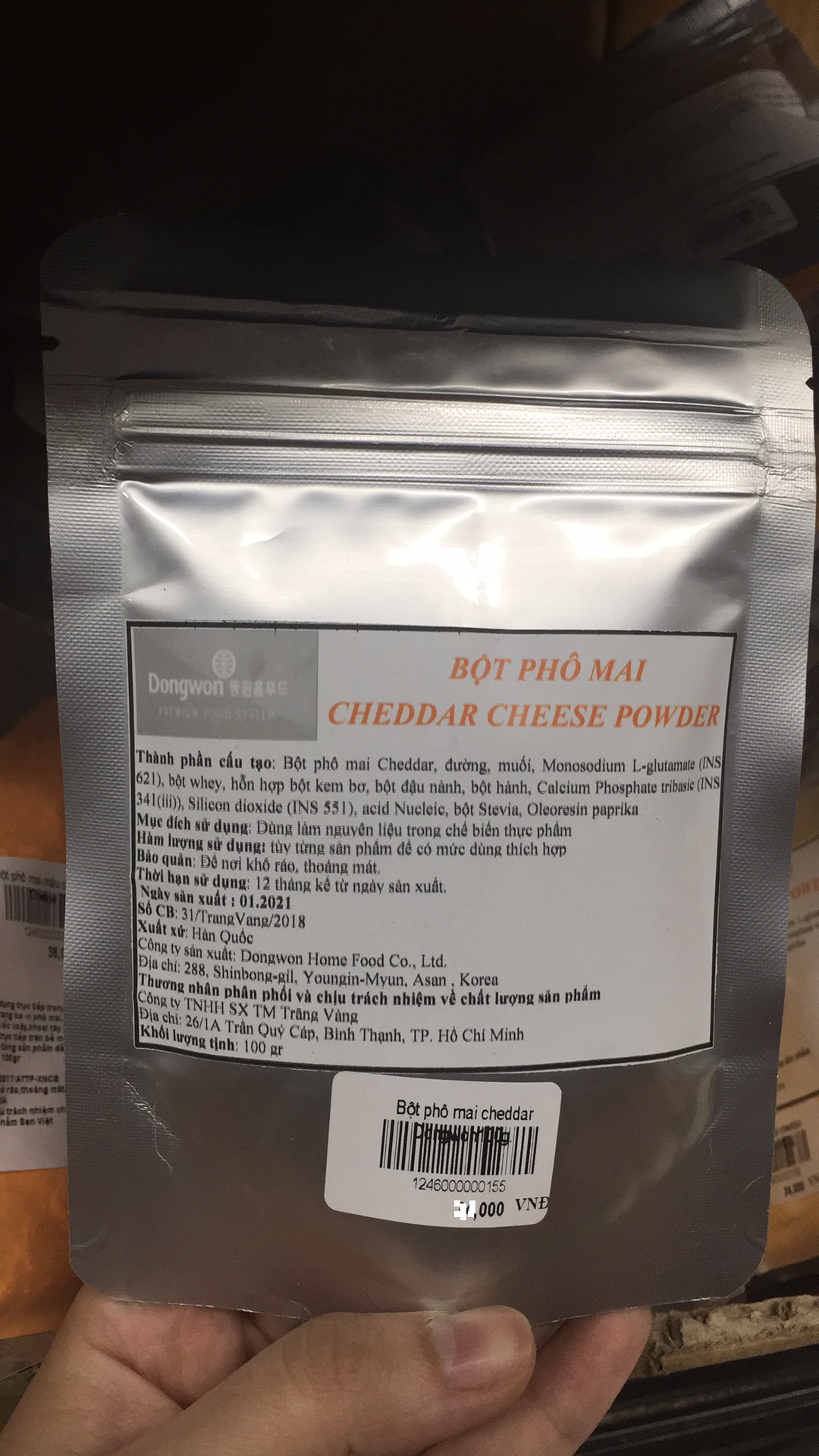 Bột phô mai cheddar gói chiết 100g - cheddar cheese powder