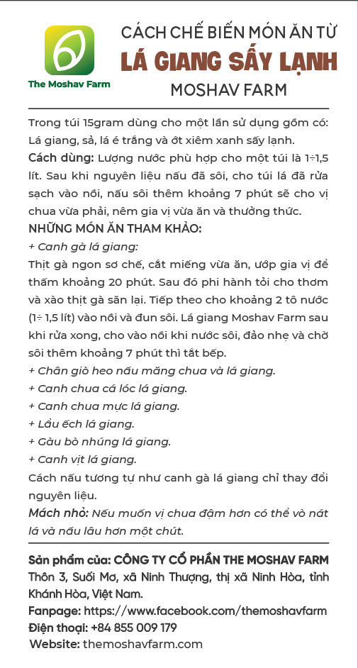 LÁ GIANG SẤY LẠNH MOSHAV FARM - COMBO 5 GÓI