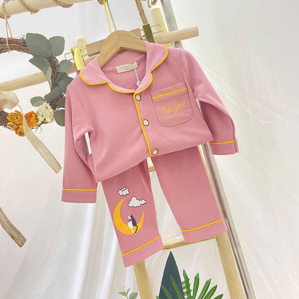 Bộ Pijama Cho Bé , Đồ Ngủ Cho Bé trai bé gái in hình ông trăng Từ 6-28Kg Kangmin kids