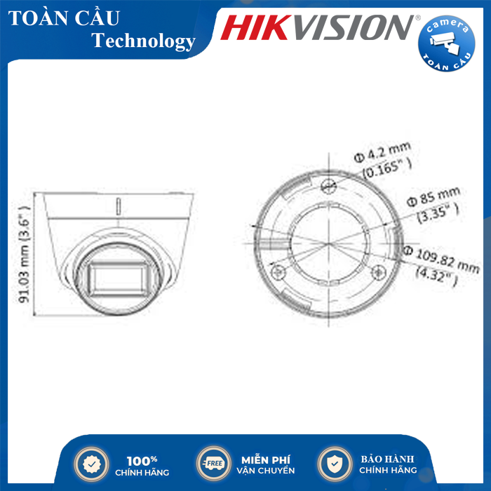 [100% CHÍNH HÃNG] Camera HD-TVI Hikvision DS-2CE78H8T-IT3F - Camera Toàn Cầu