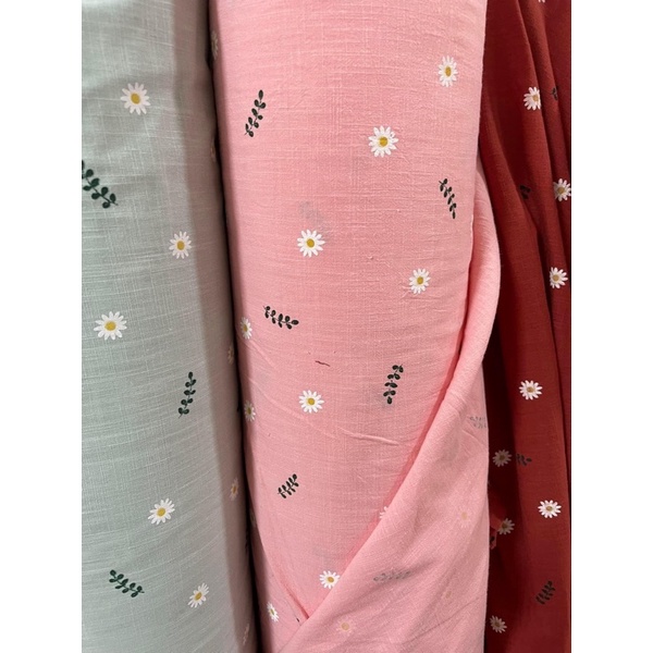 vải thô linen hoa cam đất