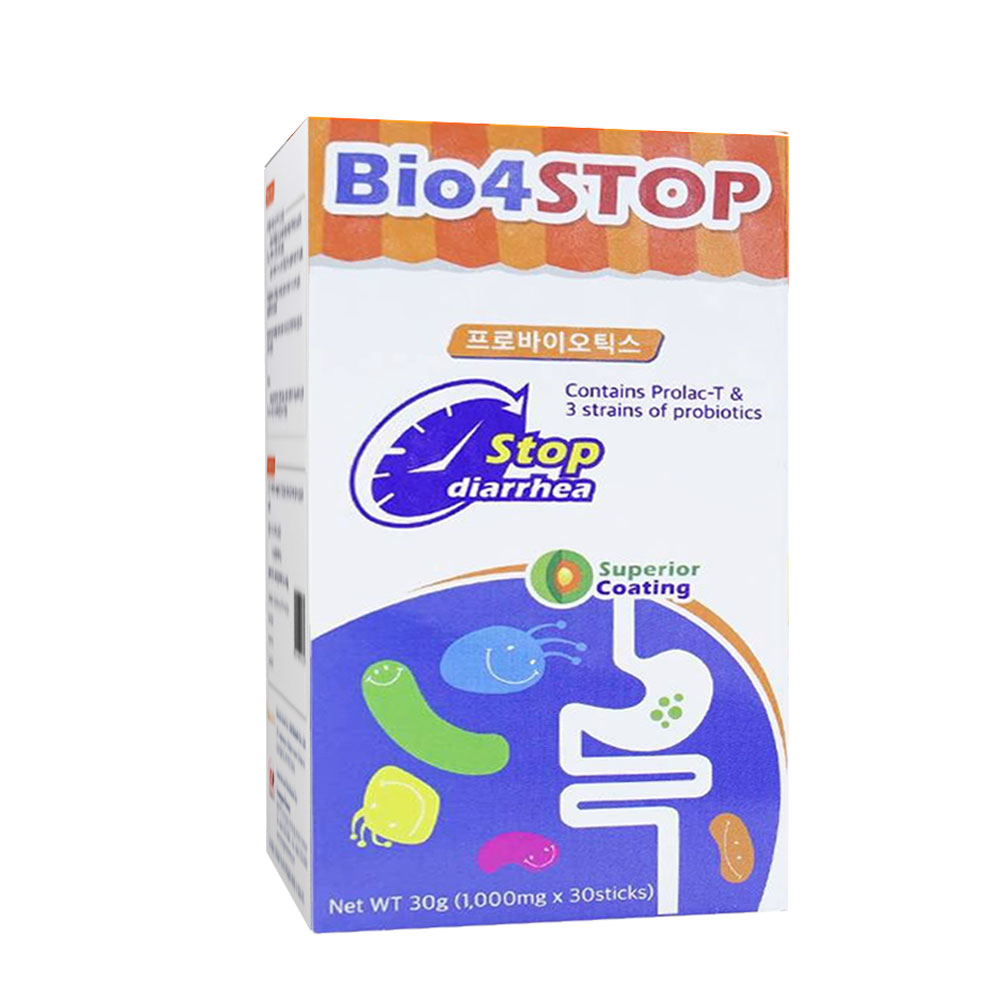 Bio4Stop – Hỗ trợ cân bằng hệ vi sinh đường ruột, ngăn ngừa rối loạn tiêu hóa, đi ngoài, phân sống (Hộp 30 gói)