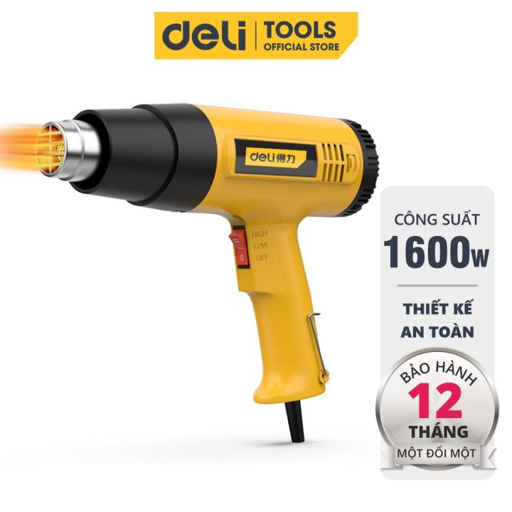 Máy Khò Hơi Nóng Deli Cao Cấp g Suất Cao 1600W - Co Màng Cơ Đóng Gói Hàng Hóa - Dễ Dàng Và An Toàn Sử Dụng - DL5200