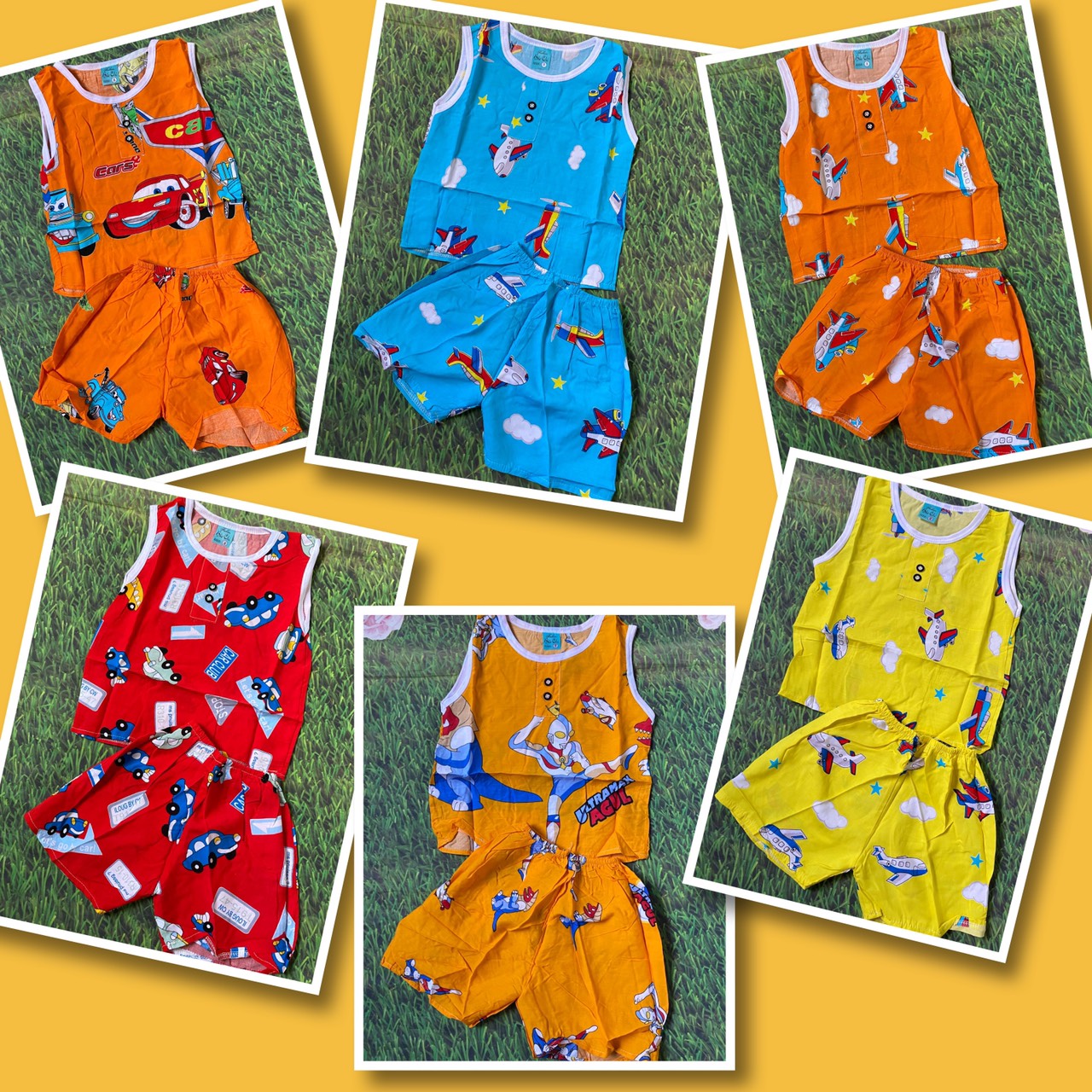 [6kg-12kg] Đồ bộ cho bé trai vải tôn, lanh, tole (sát nách)