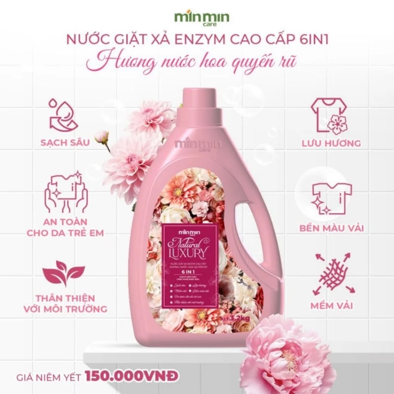 Nước Giặt Quần Áo MINMIN 3,2kg Organic
