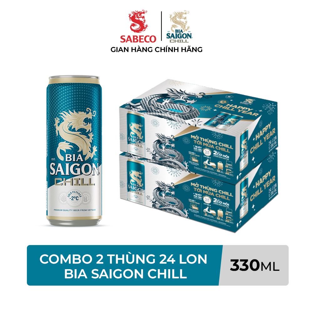 [KHU VỰC HÀ NỘI] Combo 2 thùng 24 Bia Saigon Chill 330ml