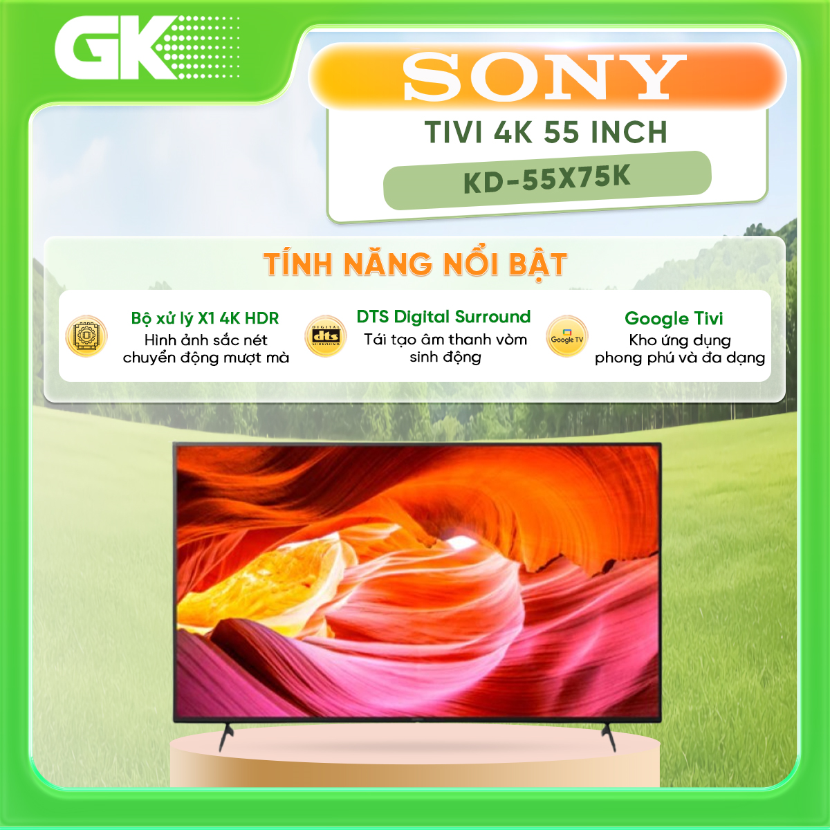 Google Tivi Sony 4K 55 inch KD-55X75K - Miễn phí vận chuyển HCM - GIAO TOÀN QUỐC - FREESHIP HCM