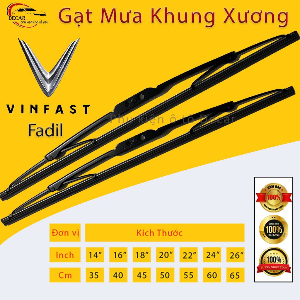 Squeegee automobile rain vinfast Fadil, wipers Oto Fadil 2019 2020 2021 frame blade bone Silicon wiper clean, easy installation, brushed rainfall Oto car frame iron end for carrier car Fadil, wiper clean water rain no noise