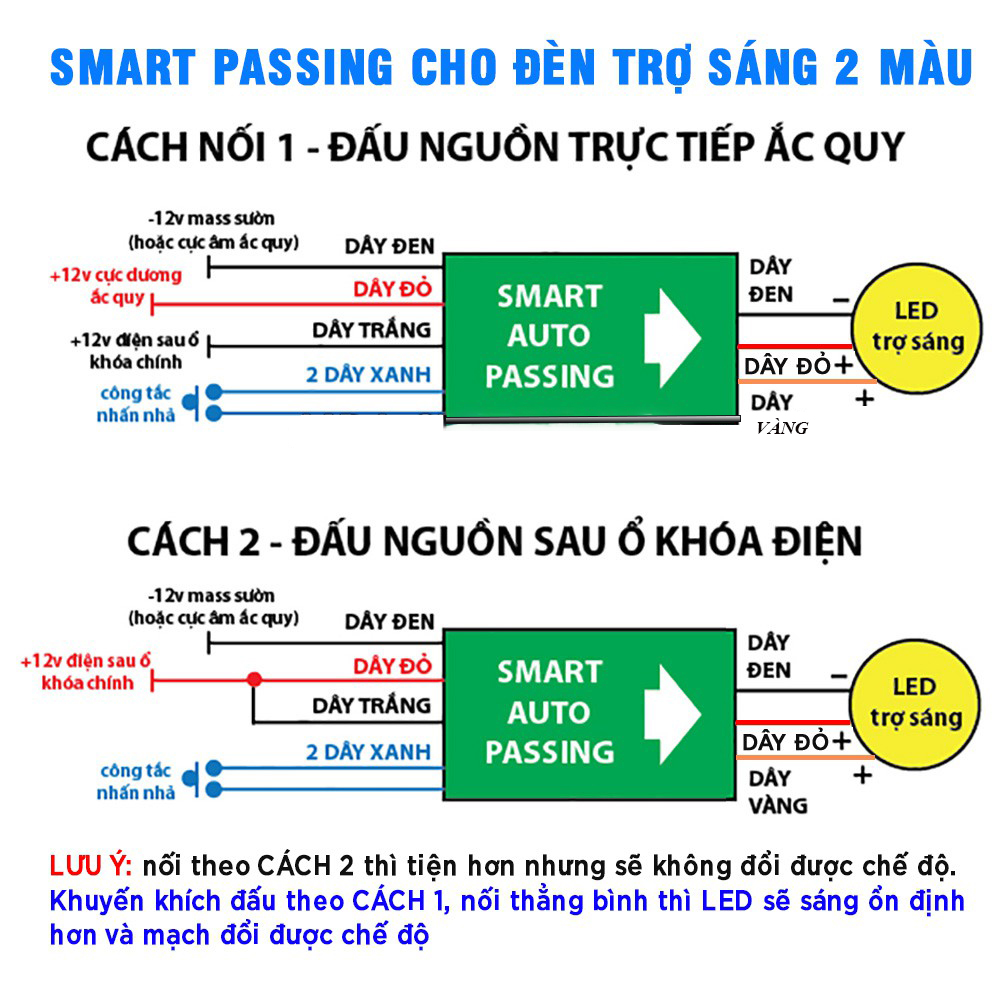 MẠCH PASSING SMART AUTO MẪU MỚI CHO ĐÈN TRỢ SÁNG 2 MÀU