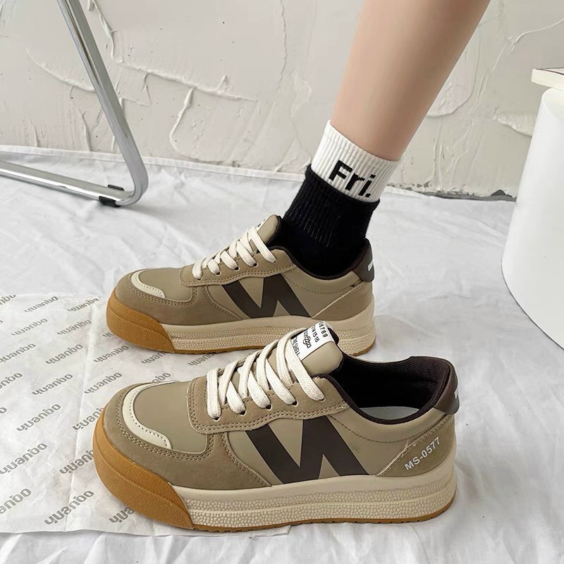 giày nữ sneaker da lộn đế đúc tràn viền NBL 2 màu
