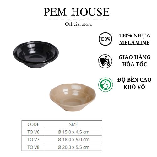 Tô Nhựa Melamine Màu Đen/Nâu