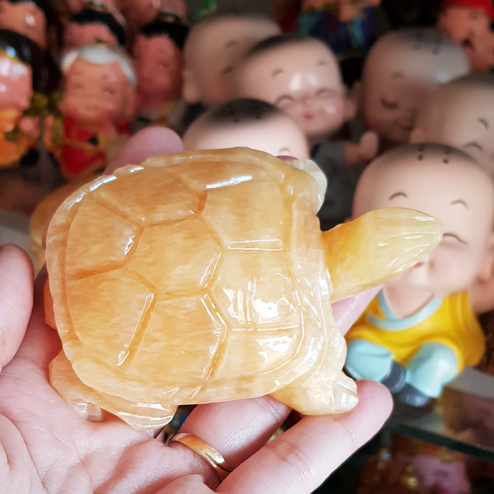 [HCM]Cụ Rùa VÀNG bằng đá thạch anh thiên nhiên size 8cm