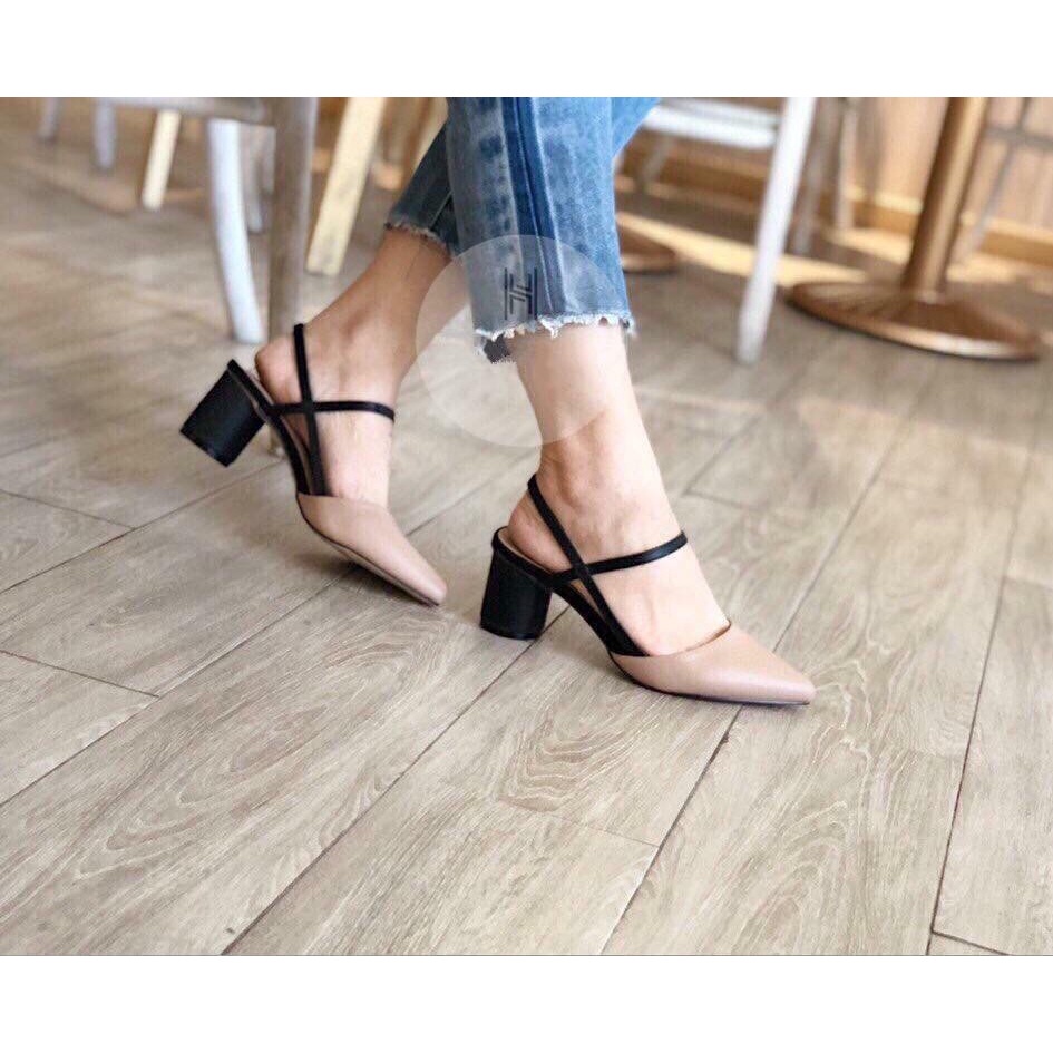 Giày CG sandal bít mũi nhọn 2 quai da mờ 5P WINDY CG-0590