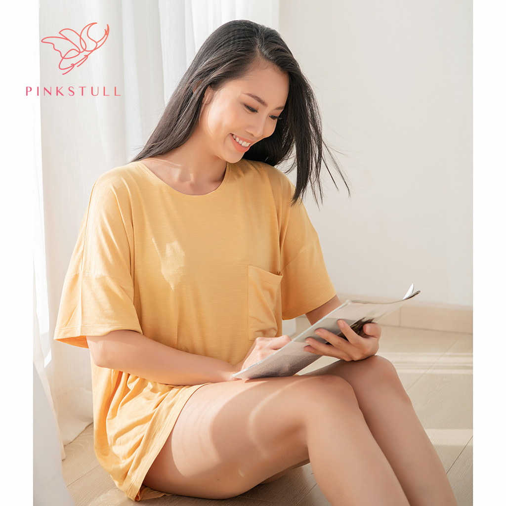 Bộ đồ ngủ thun Pink Stull vàng đậm