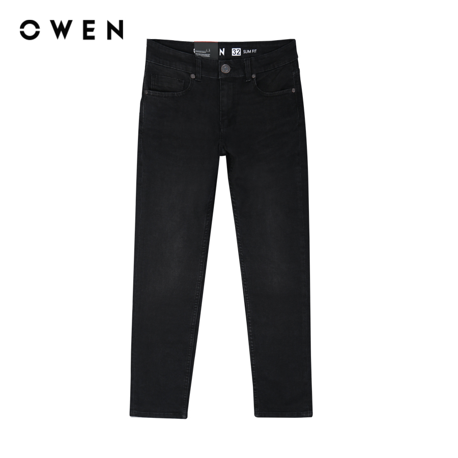 Owen - quần jeans slim fit qjs230160 màu ghi chất liệu cotton - spandex