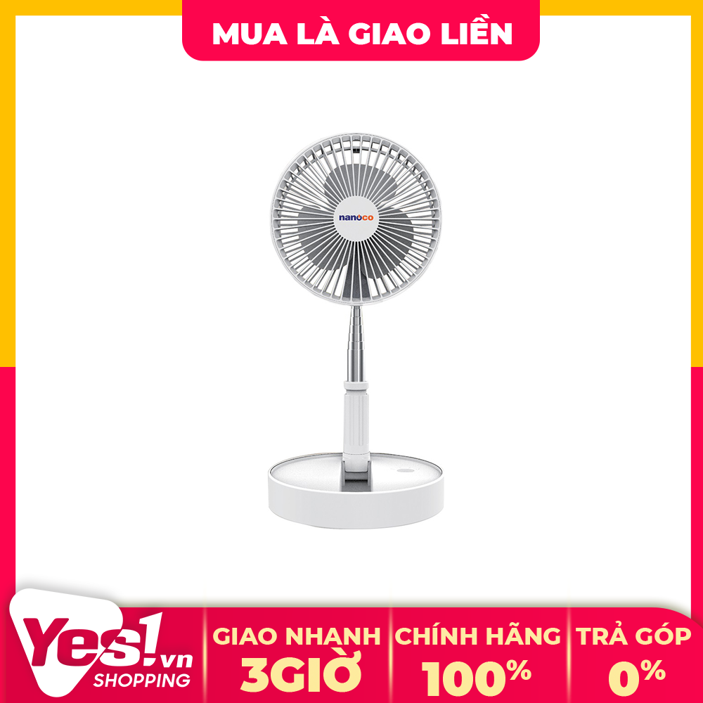 Quạt sạc điện nanoco nff1617w trắng - bảo hành chính hãng - voucher 10% lên đến 800k