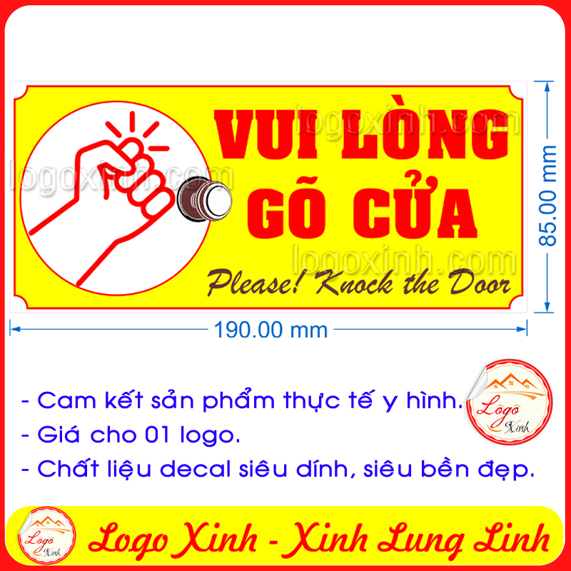 LOGO STICKER TEM DÁN VUI LÒNG GÕ CỬA, GÕ CỬA TRƯỚC KHI VÀO - PLEASE KNOCK THE DOOR