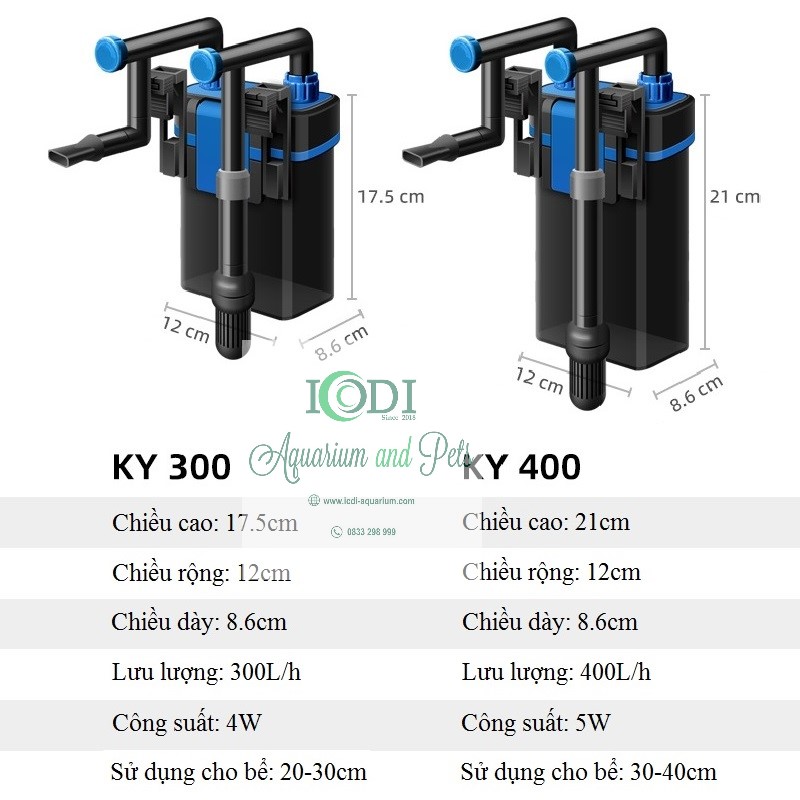 Máy Lọc Treo Mini KY Bể Cá Cảnh Bể Thuỷ Sinh